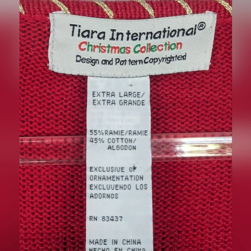Tiara International Christmas Collection Size XL Beaded/Sequin Cardigan Sweater - Picture 12 of 16